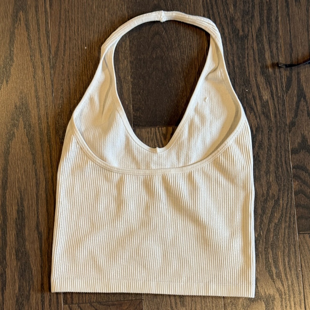 White Ribbed Halter Top - Picture 3 of 3